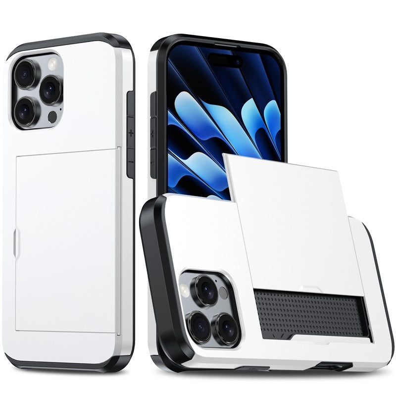 Mobile Phone Case Sliding Cover Card Two-in-one Anti-drop Protective Wallet Credit Card Holder