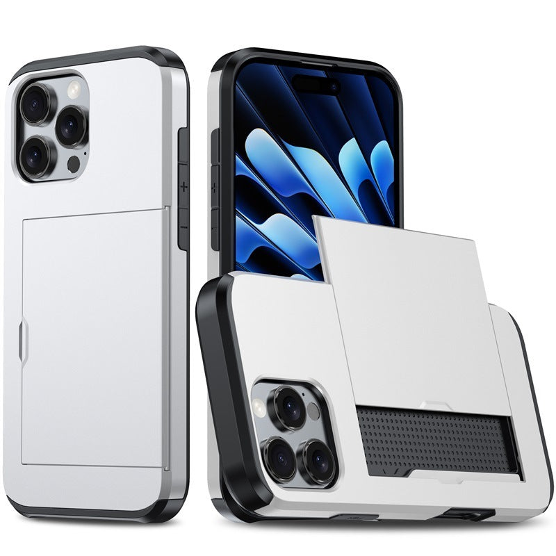Mobile Phone Case Sliding Cover Card Two-in-one Anti-drop Protective Wallet Credit Card Holder
