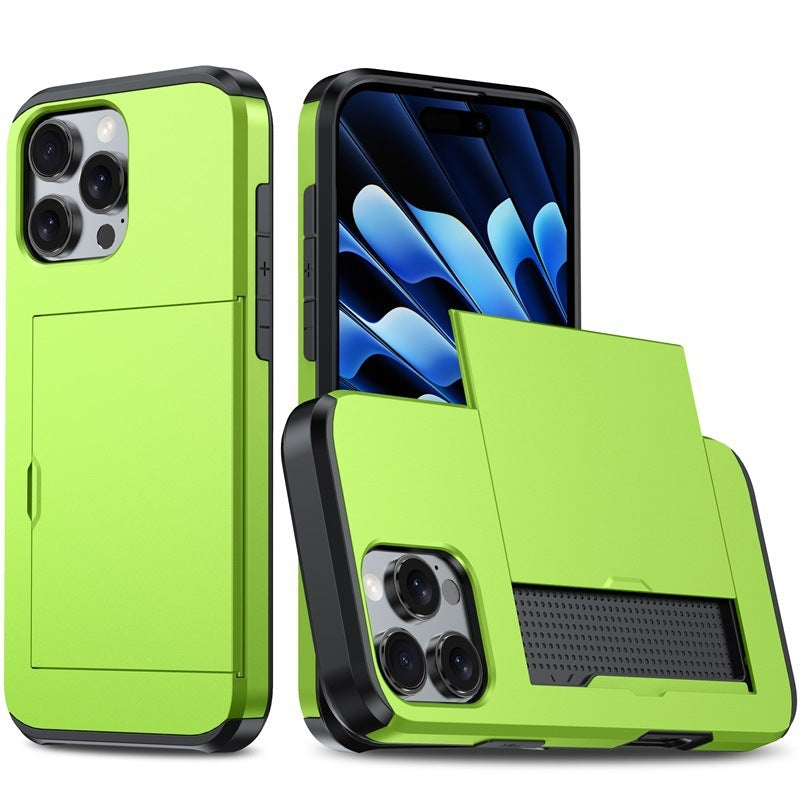 Mobile Phone Case Sliding Cover Card Two-in-one Anti-drop Protective Wallet Credit Card Holder